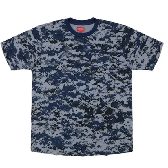 Supreme Men's Navy Digi Camo Short Sleeve Pocket Tee Size Large - Picture 8 of 8